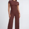 Nour Tall Mid Rise Wide Leg Trouser i chokladbrun Nour Tall Mid Rise Wide Leg Trouser i chokladbrun