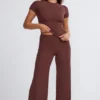 Nour Tall Mid Rise Wide Leg Trouser i chokladbrun Nour Tall Mid Rise Wide Leg Trouser i chokladbrun