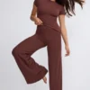 Nour Tall Mid Rise Wide Leg Trouser i chokladbrun Nour Tall Mid Rise Wide Leg Trouser i chokladbrun