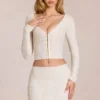 Odelia Lace Plunge Cardigan i elfenben Odelia Lace Plunge Cardigan i elfenben