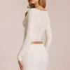 Odelia Lace Plunge Cardigan i elfenben Odelia Lace Plunge Cardigan i elfenben