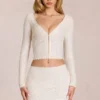 Odelia Lace Plunge Cardigan i elfenben Odelia Lace Plunge Cardigan i elfenben