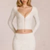 Odelia Lace Plunge Cardigan i elfenben Odelia Lace Plunge Cardigan i elfenben