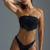 Oh Polly Badkläder: HOTFIX Edition Embellished Scarf Bandeau Bikini Toppar i svart Oh Polly Badkläder: HOTFIX Edition Embellished Scarf Bandeau Bikini Toppar i svart