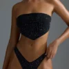 Oh Polly Badkläder: HOTFIX Edition Embellished Scarf Bandeau Bikini Toppar i svart Oh Polly Badkläder: HOTFIX Edition Embellished Scarf Bandeau Bikini Toppar i svart