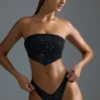 Oh Polly Badkläder: HOTFIX Edition Embellished Scarf Bandeau Bikini Toppar i svart Oh Polly Badkläder: HOTFIX Edition Embellished Scarf Bandeau Bikini Toppar i svart