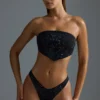 Oh Polly Badkläder: HOTFIX Edition Embellished Scarf Bandeau Bikini Toppar i svart Oh Polly Badkläder: HOTFIX Edition Embellished Scarf Bandeau Bikini Toppar i svart