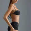 Oh Polly Swim: HOTFIX Edition Embellished Micro Bikini Top i svart Oh Polly Swim: HOTFIX Edition Embellished Micro Bikini Top i svart
