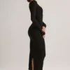Ori Modal Peekaboo långärmad midiklänning i svart Ori Modal Peekaboo långärmad midiklänning i svart
