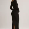 Ori Modal Peekaboo långärmad midiklänning i svart Ori Modal Peekaboo långärmad midiklänning i svart