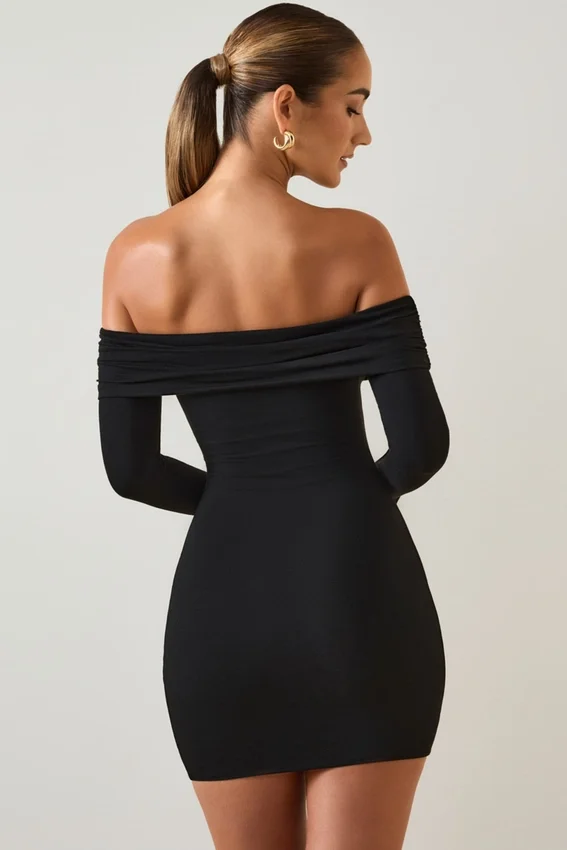Oriana Modal Off-Shoulder Miniklänning i Svart Oriana Modal Off-Shoulder Miniklänning i Svart