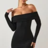 Oriana Modal Off-Shoulder Miniklänning i Svart Oriana Modal Off-Shoulder Miniklänning i Svart