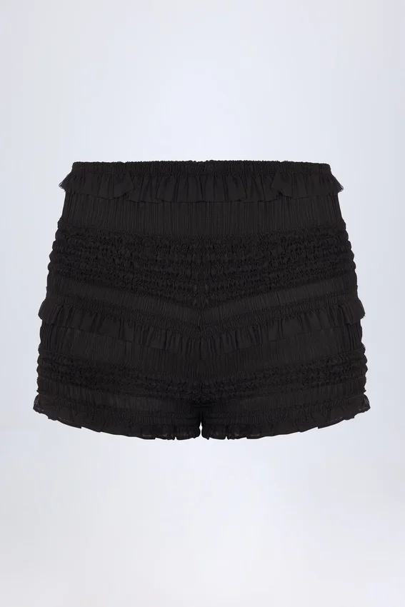 Orla Shorts med volanger och medelhög midja i svart Orla Shorts med volanger och medelhög midja i svart