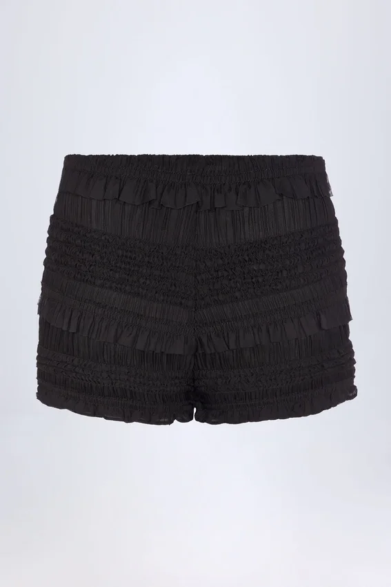 Orla Shorts med volanger och medelhög midja i svart Orla Shorts med volanger och medelhög midja i svart