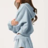 Oversized hoodie med dragkedja i puderblått Oversized hoodie med dragkedja i puderblått