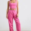 Oversized joggingbyxor i borstad jersey i hot pink Oversized joggingbyxor i borstad jersey i hot pink