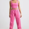 Oversized joggingbyxor i borstad jersey i hot pink Oversized joggingbyxor i borstad jersey i hot pink