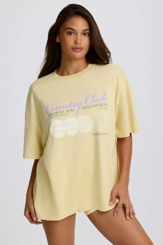 Oversized T-shirt med tryck i citrongult Oversized T-shirt med tryck i citrongult