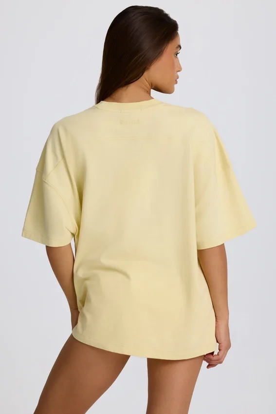 Oversized T-shirt med tryck i citrongult Oversized T-shirt med tryck i citrongult