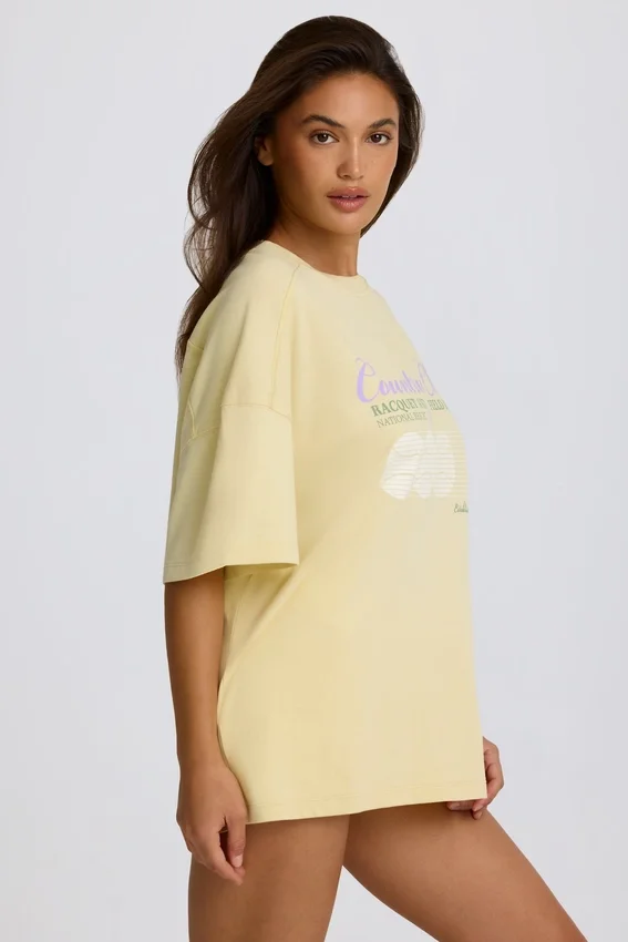 Oversized T-shirt med tryck i citrongult Oversized T-shirt med tryck i citrongult