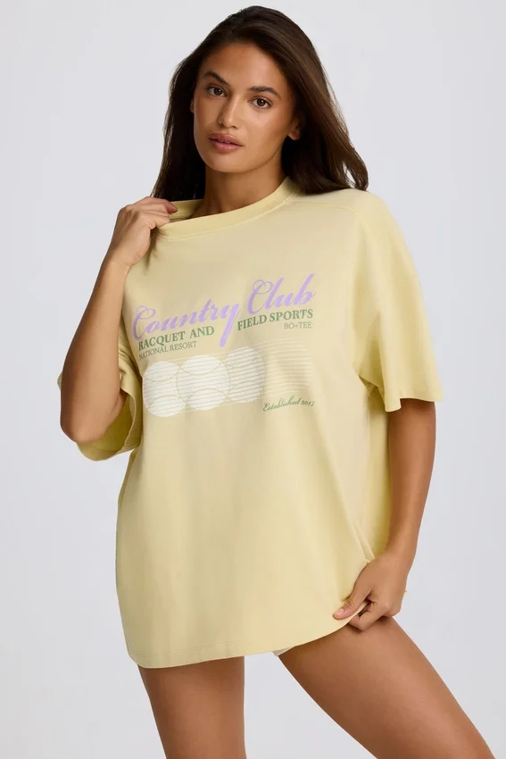 Oversized T-shirt med tryck i citrongult Oversized T-shirt med tryck i citrongult