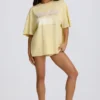 Oversized T-shirt med tryck i citrongult Oversized T-shirt med tryck i citrongult