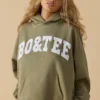 Oversized-tröja med huva i mjuk olivgrön Oversized-tröja med huva i mjuk olivgrön