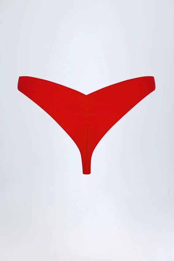 Pacifico Ruched Cheeky bikinibyxor i Fiery Red Pacifico Ruched Cheeky bikinibyxor i Fiery Red