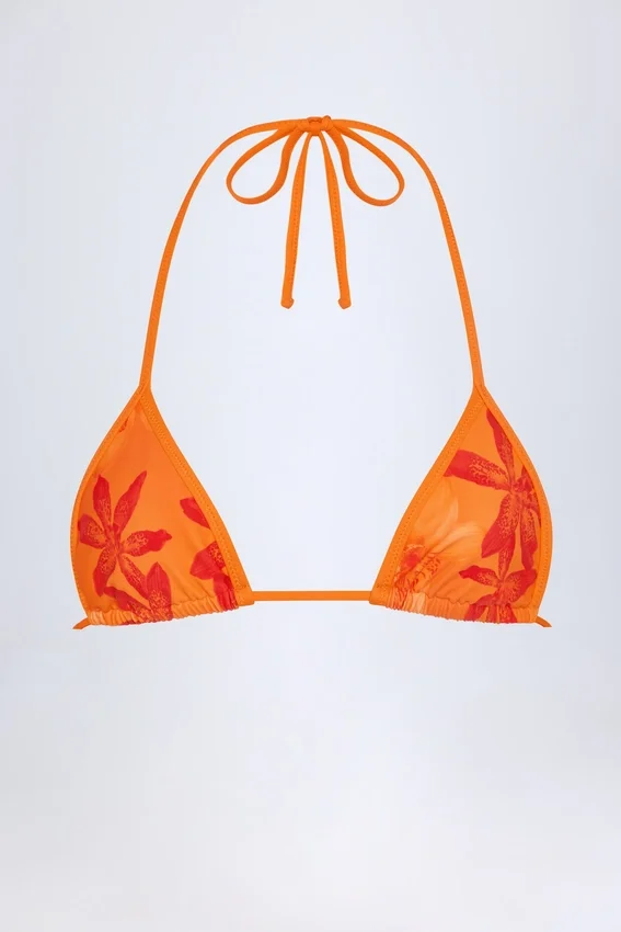 Paita Triangel-bikinitopp i orange orkidé-mönster Paita Triangel-bikinitopp i orange orkidé-mönster