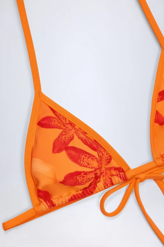 Paita Triangel-bikinitopp i orange orkidé-mönster Paita Triangel-bikinitopp i orange orkidé-mönster