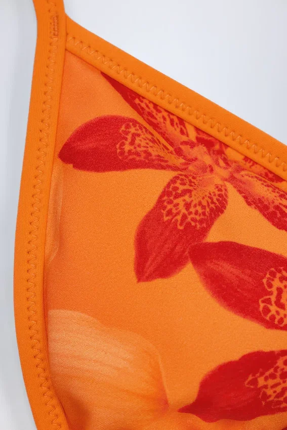 Paita Triangel-bikinitopp i orange orkidé-mönster Paita Triangel-bikinitopp i orange orkidé-mönster