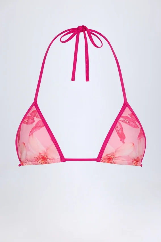 Paita triangel-bikinitopp i rosa orkidé-mönster Paita triangel-bikinitopp i rosa orkidé-mönster