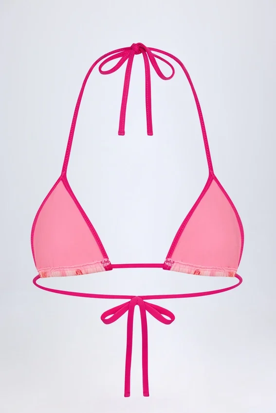 Paita triangel-bikinitopp i rosa orkidé-mönster Paita triangel-bikinitopp i rosa orkidé-mönster