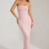 Palermo Maxiklänning med bandeau-top och cowl-hals i rosa Palermo Maxiklänning med bandeau-top och cowl-hals i rosa
