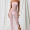 Papeete Ruched Bandeau Midi-klänning i mjukrosa Papeete Ruched Bandeau Midi-klänning i mjukrosa