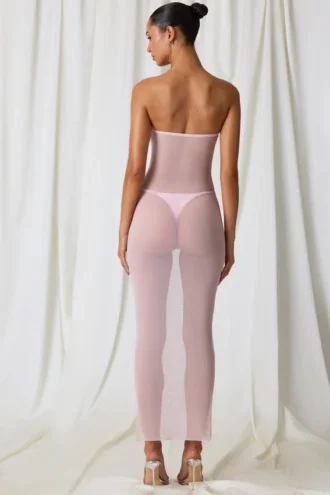 Papeete Ruched Bandeau Midi-klänning i mjukrosa Papeete Ruched Bandeau Midi-klänning i mjukrosa