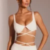 Parma Embellished Underwired Strappy Crop Top i vitt Parma Embellished Underwired Strappy Crop Top i vitt