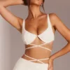 Parma Embellished Underwired Strappy Crop Top i vitt Parma Embellished Underwired Strappy Crop Top i vitt