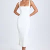 Petula Lace-Trim Midaxi-klänning i vitt Petula Lace-Trim Midaxi-klänning i vitt