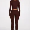 Philippa Modal Mid-Rise Flared Trousers i chokladbrunt Philippa Modal Mid-Rise Flared Trousers i chokladbrunt