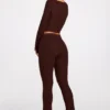 Philippa Modal Mid-Rise Flared Trousers i chokladbrunt Philippa Modal Mid-Rise Flared Trousers i chokladbrunt