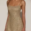 Philomena Embellished Soft-Scoop Backless Fitted Miniklänning i guld Philomena Embellished Soft-Scoop Backless Fitted Miniklänning i guld