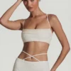 Pisa Embellished Cross Back Crop Top i vitt Pisa Embellished Cross Back Crop Top i vitt