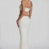 Pisa Embellished Cross Back Crop Top i vitt Pisa Embellished Cross Back Crop Top i vitt