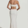 Pisa Embellished Cross Back Crop Top i vitt Pisa Embellished Cross Back Crop Top i vitt