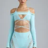Pixie Embellished Cropped Shrug i isblått Pixie Embellished Cropped Shrug i isblått