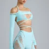 Pixie Embellished Cropped Shrug i isblått Pixie Embellished Cropped Shrug i isblått
