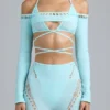 Pixie Embellished Cropped Shrug i isblått Pixie Embellished Cropped Shrug i isblått