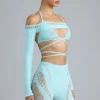 Pixie Embellished Cropped Shrug i isblått Pixie Embellished Cropped Shrug i isblått
