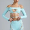 Pixie Embellished Cropped Shrug i isblått Pixie Embellished Cropped Shrug i isblått